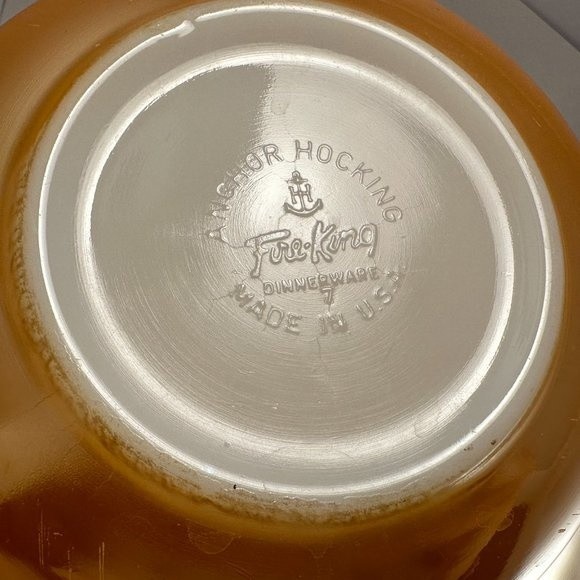 Anchor Hocking Fire King Peach Lustre Swirl Iridescent Serving Dish Bowl 8.5" - Picture 8 of 10